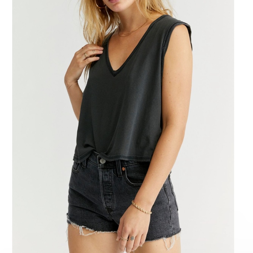 NWOT We The Free Free People Washed Black Gray Sleeveless Tank Top Size M